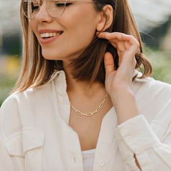 6MM Polished Paperclip Chain Necklace in Yellow Plated Sterling Silver