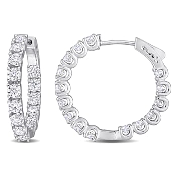 3 CT DEW Created Moissanite Inside-Outside Hinged Hoop Earrings in
Sterling Silver