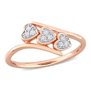 1/10ctw Diamond Triple Heart Bypass Promise Ring in 18K Rose Gold Over
Sterling Silver