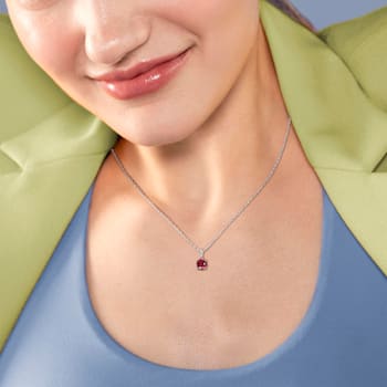 1 CT TGW Created Ruby Solitaire Classic Pendant with Chain in Sterling Silver