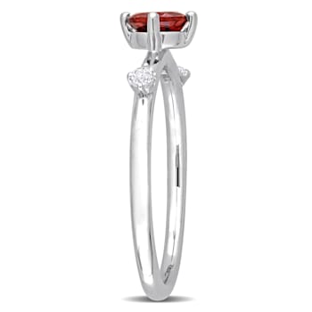 3/4 CTW Garnet and White Topaz Ring in Sterling Silver