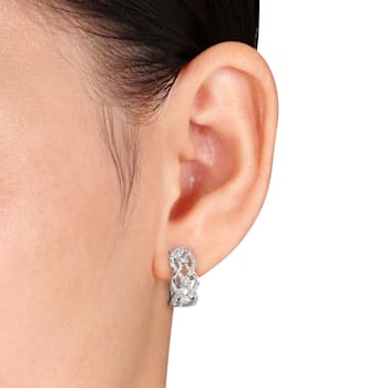 1/10 CT TW Diamond Intertwined Hoop Earrings in Sterling Silver