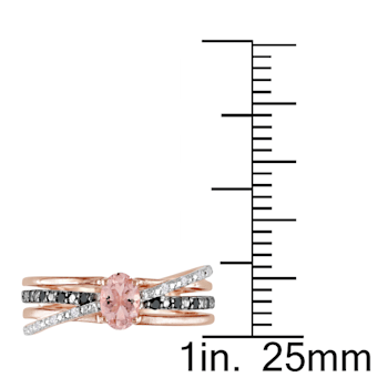 1/2 CTW Morganite, 1/7 CT TW Black and White Diamond Ring in Rose Plated
Sterling Silver