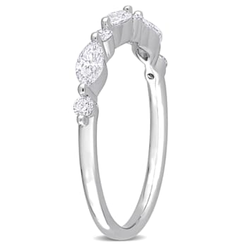 3/5 CT TGW Lab Grown Diamond Semi-Eternity Ring in Platinum Plated
Sterling Silver