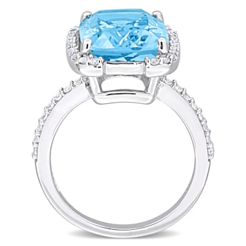 9 2/5 CT TGW Sky Blue and White Topaz Cocktail Ring in Sterling Silver