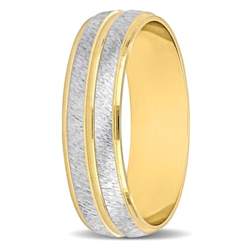 Men's 6mm Double Row Wedding Band in 14K 2-Tone Gold