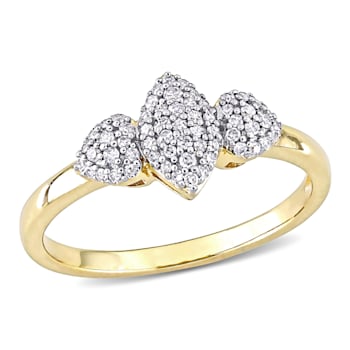 1/5ctw Diamond Marquise and Heart Shaped Cluster Ring in 18K Yellow Gold
Over Sterling Silver