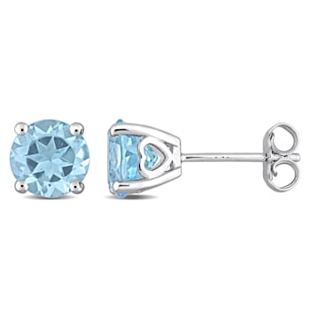 3 CT TGW Sky Blue Topaz Stud Earrings in Sterling Silver