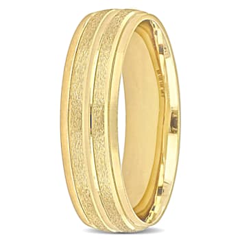 Men's 6mm Double Row Textured Wedding Band in 14K Yellow Gold