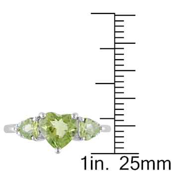 1 7/8 CT TGW Peridot and Diamond Accent Heart Ring in Sterling Silver
