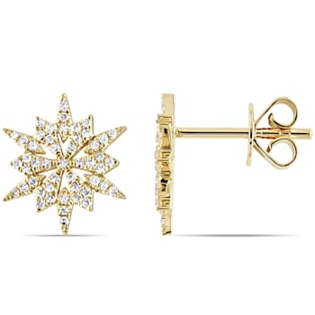 1/5 CT TW Diamond Starburst Stud Earrings in 14k Yellow Gold