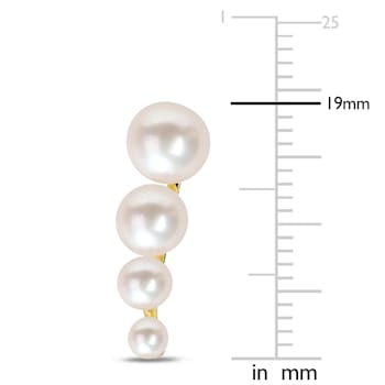 3-6.5 MM Freshwater Cultured Pearl Graduated Stud Earrings in 18K Yellow
Gold Over Sterling Silver