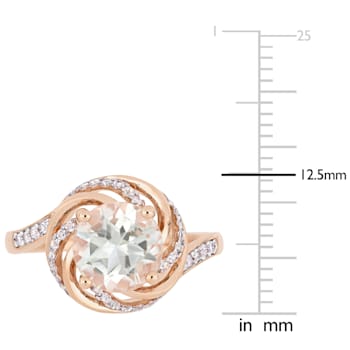 1 7/8 CTW Green Quartz, White Topaz and Diamond Swirl Ring in Rose
Plated Sterling Silver