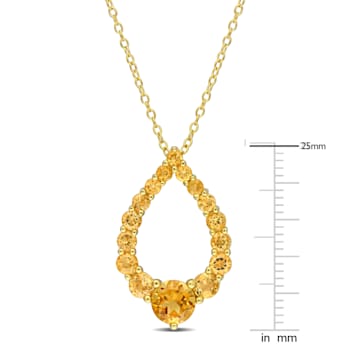 Citrine, Madeira Citrine and Honey Citrine Open Teardrop 18k Gold Plated
Silver Pendant w/Chain