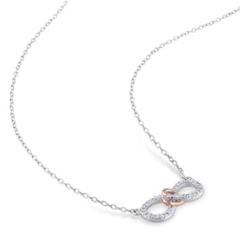 1/10 CT TW Diamond Infinity Heart Necklace in 2-Tone Pink and White
Sterling Silver