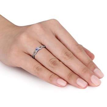 1/6 CT TGW Tanzanite and 1/10 CT TW Diamond Infinity Ring in Sterling Silver