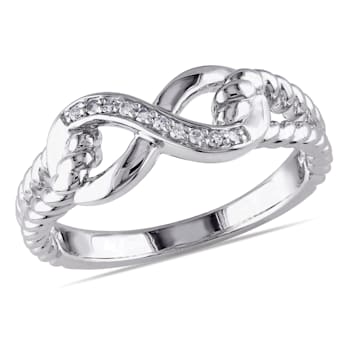 Diamond Infinity Link Ring in Sterling Silver