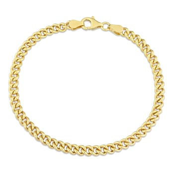 4.4MM Curb Link Chain Bracelet in 18K Yellow Gold Over Sterling Silver