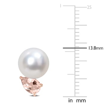 8-9MM South Sea Cultured Pearl and 4/5 CT TGW Morganite Stud Earrings in
Rose Plated Sterling Silver