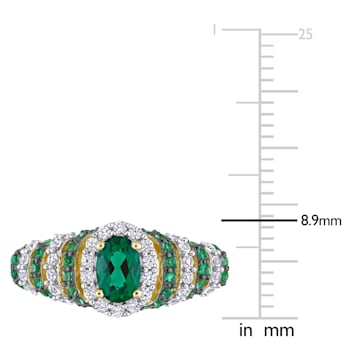 1 1/5 CTW Created Emerald and Created White Sapphire Ring in Yellow
Plated Sterling Silver