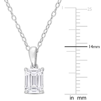 1 CT DEW Created Moissanite Solitaire Pendant with Chain in Sterling Silver