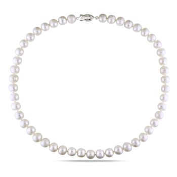 9 - 10 MM Freshwater Cultured Pearl Strand with Silvertone Clasp