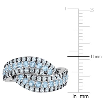 1 1/2 CTW Sky Blue and Swiss Blue Topaz Crossover Multi-Row Ring in
Sterling Silver