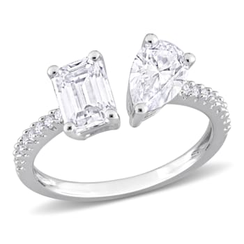 2 1/8 CT TGW Created Moissanite 2-Stone Ring in Sterling Silver