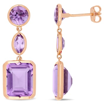11 1/2 CT TGW Rose de France and Amethyst Link Earrings in Rose Plated
Sterling Silver