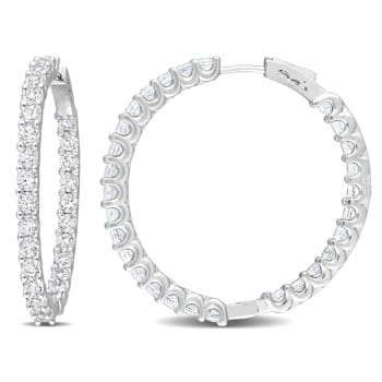 8 3/8 CT TGW Created White Sapphire Inside-Outside Hoop Earrings in
Sterling Silver