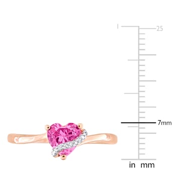 1 CT TGW Created Pink Sapphire and Diamond Accent Heart Swirl Ring in
Rose Plated Sterling Silver