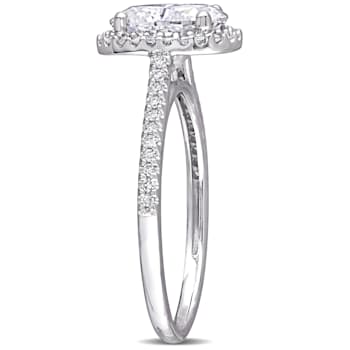 2 CT DEW Created Moissanite and 1/4 CT TW Diamond Halo Engagement Ring
in 14K Gold