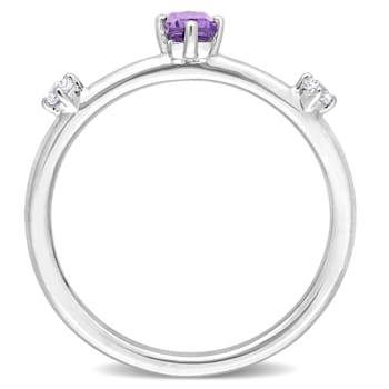 2/5 CT TGW Amethyst and Topaz 3-Stone Ring in Sterling Silver