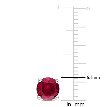 2 CT TGW Created Ruby Stud Earrings in Sterling Silver