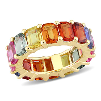 11 1/5 CT TGW Multi-Color Sapphire Eternity Ring in 14K Yellow Gold