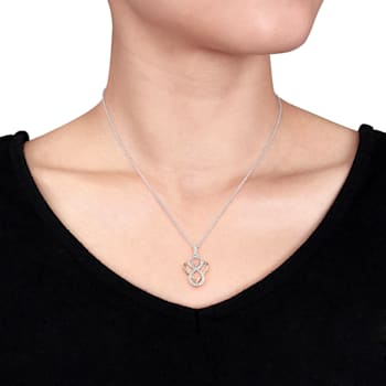 Diamond Infinity Heart Pendant with Chain in 2-Tone Pink and White
Sterling Silver