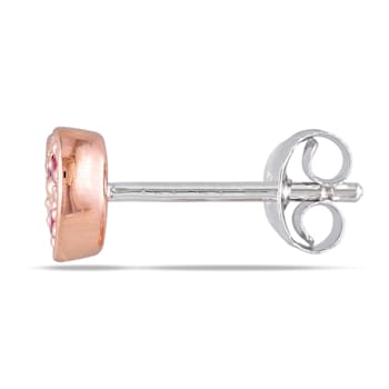 1/10 CT TGW Created Pink Sapphire Child's Stud Earrings in 2-Tone
Sterling Silver