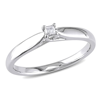 Princess Cut Diamond Solitaire Engagement Ring in Sterling Silver