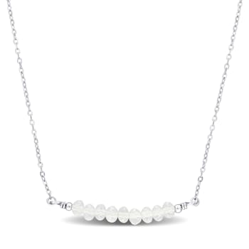 5/8ctw White Topaz Bead Bar Necklace in Sterling Silver