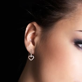 2-2.5MM Freshwater Cultured Pearl Heart Earrings in 14K White Gold