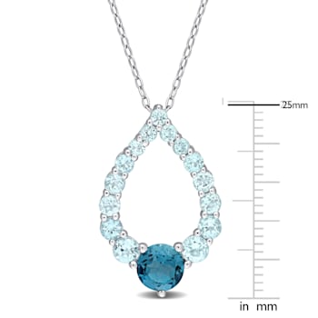 2 3/4 CTW London Blue and Sky Blue Topaz Graduated Open Teardrop
Sterling Silver Pendant with Chain