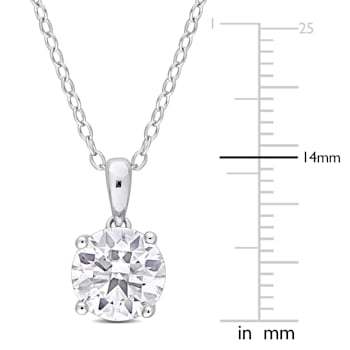 1 4/5 CT DEW Created Moissanite Solitaire Pendant with Heart Detail and
Chain in Sterling Silver