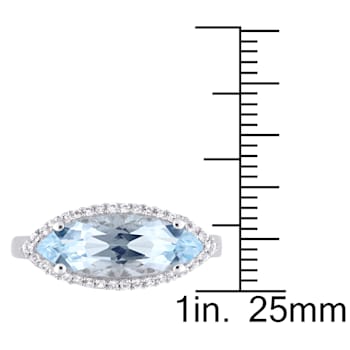2 7/8 CT TGW Sky Blue and White Topaz Halo Ring in Sterling Silver