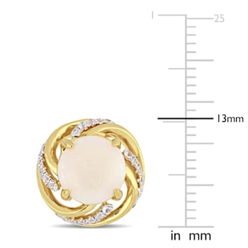 2 3/4 CT TGW Opal and White Topaz Interlaced Swirl Stud Earrings in
Yellow Plated Sterling Silver