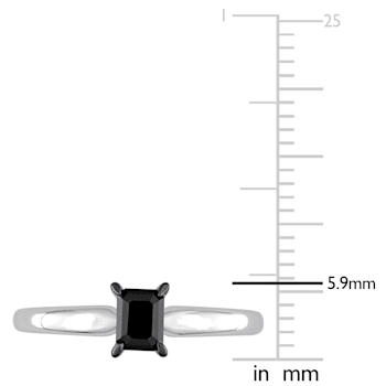 1/2 ct Black Diamond Solitaire Engagement Ring in 14K White Gold