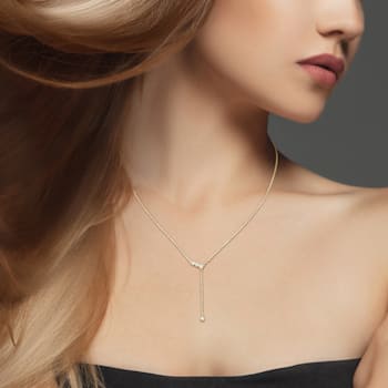1/8 CT TGW Lab Grown Diamond Lariat Necklace in 18K Yellow Gold Plated
Sterling Silver