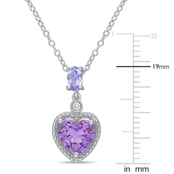 1 1/4 CT TGW Tanzanite, Amethyst and Diamnd Accent Pendant with Chain in
Sterling Silver