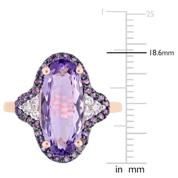 3 1/2 CT TGW Amethyst and White Topaz Ring in Rose Gold Plated Sterling Silver