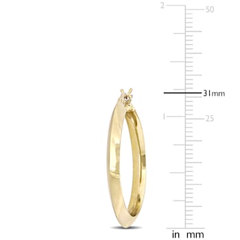 30MM Flat Knife Edge Hoop Earrings in Yellow Plated Sterling Silver