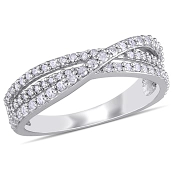 1/2 CT TW Diamond Crossover Ring in Sterling Silver